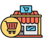 Icono de una tienda en línea con carrito de compras