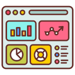 Paneles de control y gráficos coloridos en una interfaz